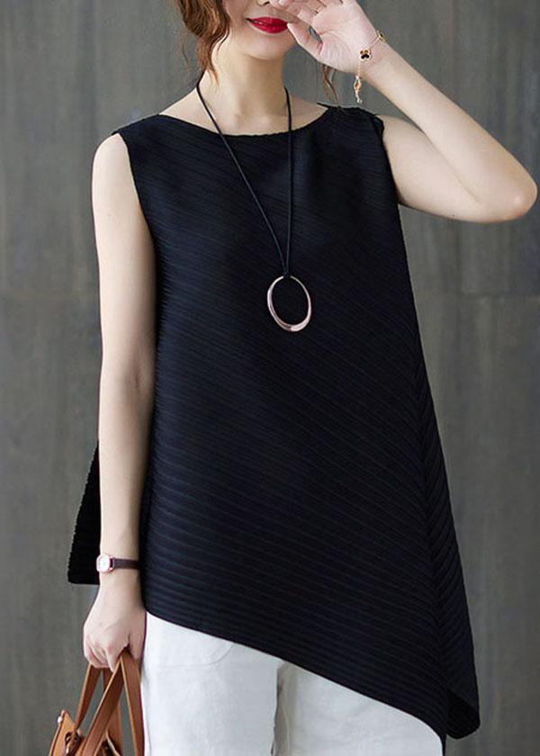 Elegant Grey Sleeveless Chiffon Summer Shirt - SooLinen