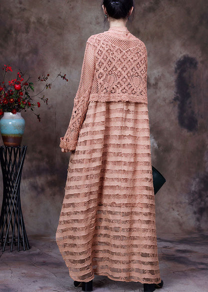 Elegante Khaki Aushöhlen seite offene kleider Zwei Stücke Set Frühling