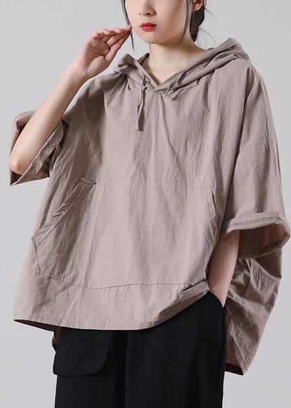 Elegant Khaki low high design Cotton Summer Shirt - SooLinen