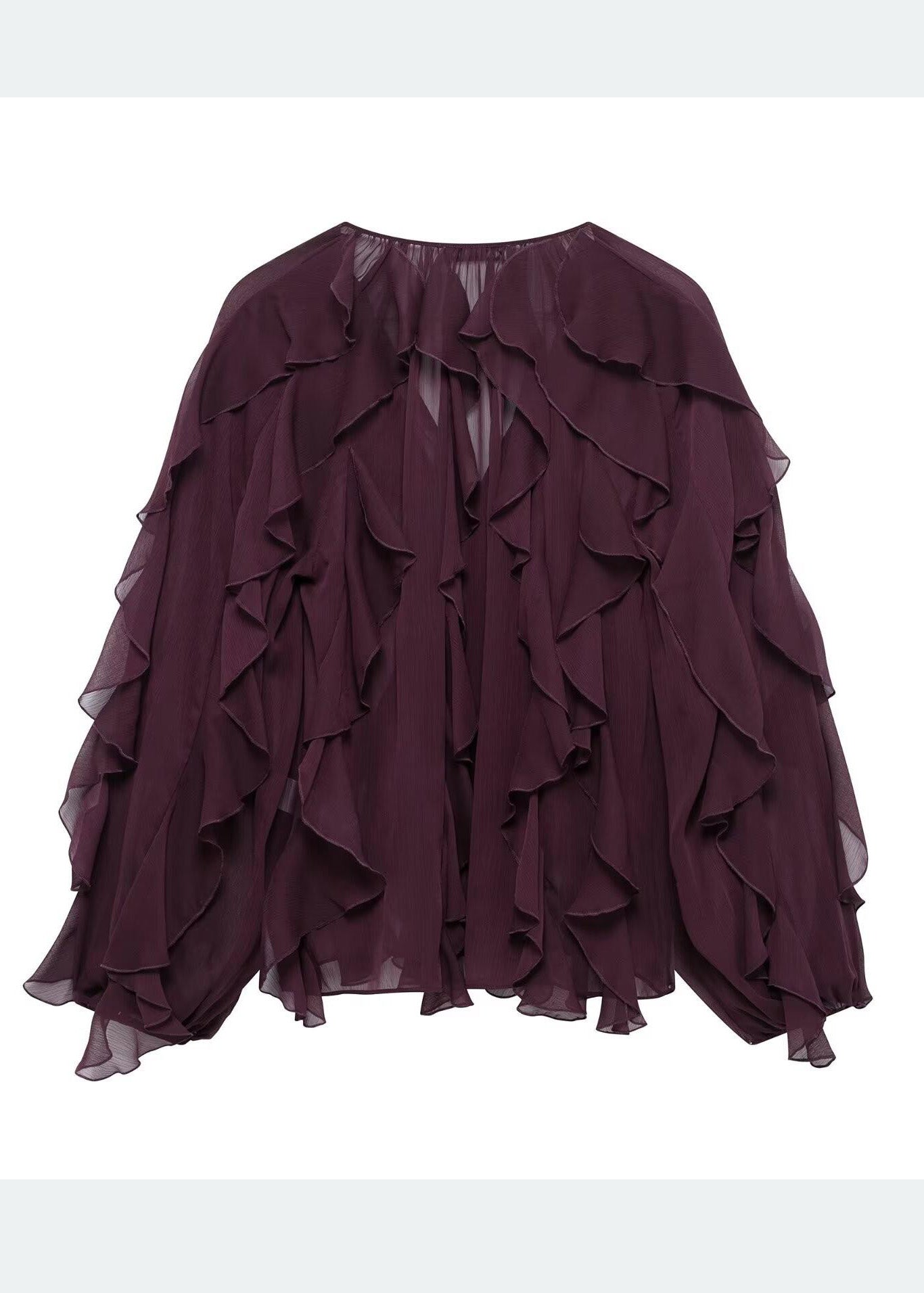 Elegant Light Yellow Ruffles Chiffon UPF 50+ Shirt Summer