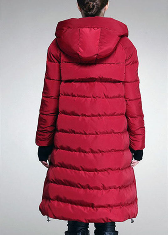 Eleganter Mulberry-Wintermantel mit Knopf und Kordelzug aus dicker Entendaunen