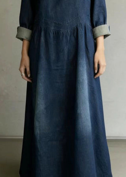 Elegant Navy Oversized Denim Ankle Dress Spring