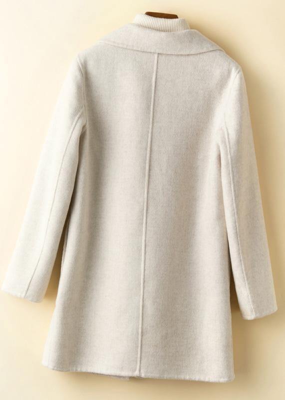 Elegant Notched pockets Fashion tunic coat beige Art outwears - SooLinen