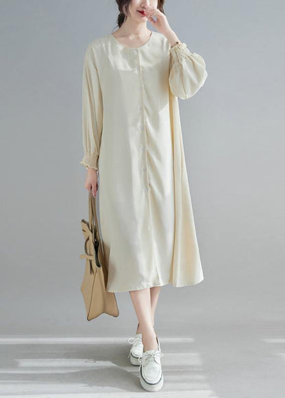 Elegant Nude Wardrobes O Neck Lantern Sleeve A Line Spring Dresses - SooLinen