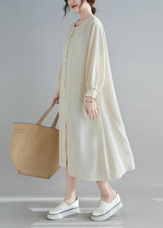 Elegant Nude Wardrobes O Neck Lantern Sleeve A Line Spring Dresses - SooLinen