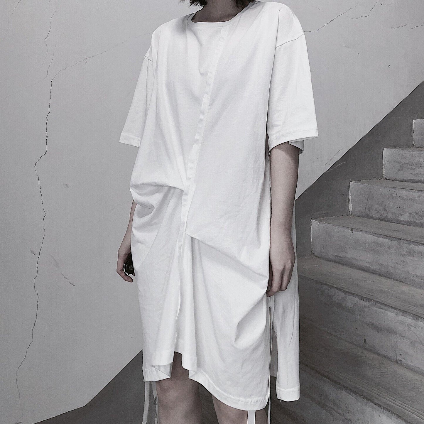 Elegant O Neck Half Sleeve Spring Tunics Wardrobes White Dress - SooLinen