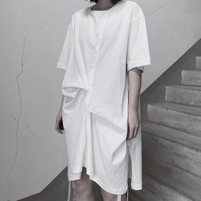 Elegant O Neck Half Sleeve Spring Tunics Wardrobes White Dress - SooLinen