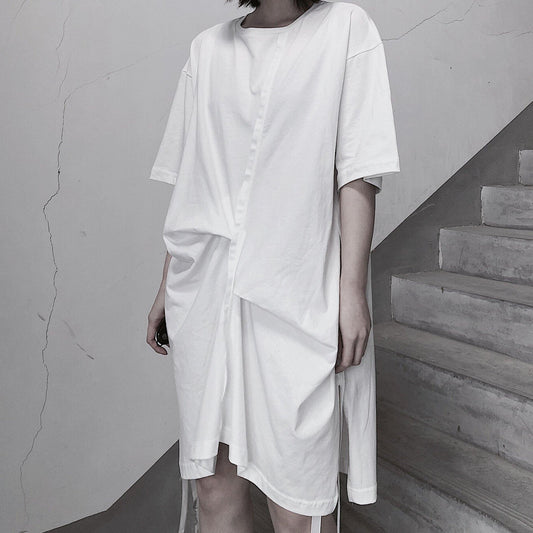 Elegant O Neck Half Sleeve Spring Tunics Wardrobes White Dress - SooLinen