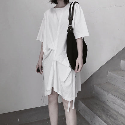 Elegant O Neck Half Sleeve Spring Tunics Wardrobes White Dress - SooLinen