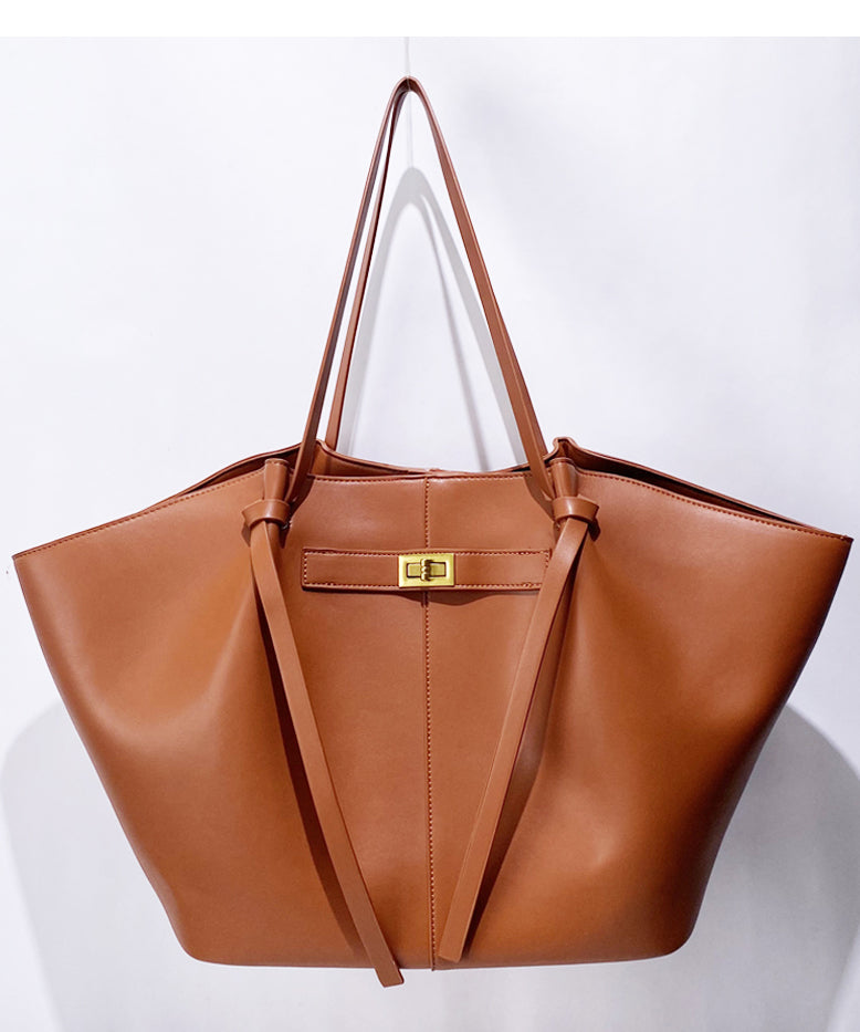 Elegante orangefarbene Damenhandtasche aus Kunstleder mit großem Fassungsvermögen