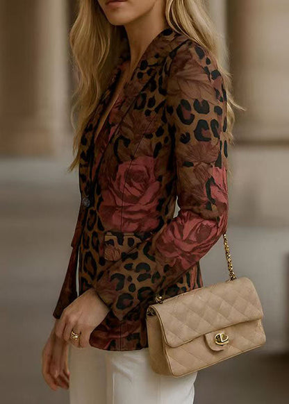 Elegant Peter Pan Collar Button Print Blazer Jackets Coats Fall