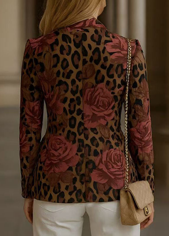 Elegant Peter Pan Collar Button Print Blazer Jackets Coats Fall