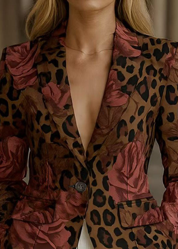 Elegant Peter Pan Collar Button Print Blazer Jackets Coats Fall