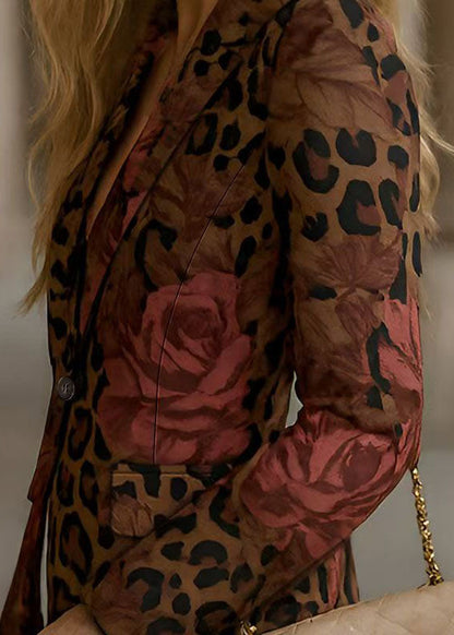Elegant Peter Pan Collar Button Print Blazer Jackets Coats Fall