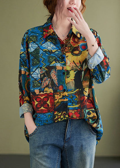 Elegantes PeterPan Kragen Button Print Herbst Shirt Langarm