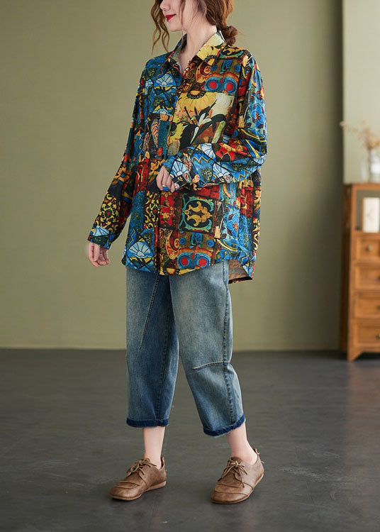 Elegantes PeterPan Kragen Button Print Herbst Shirt Langarm