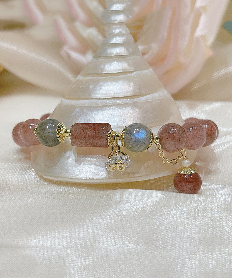 Elegantes rosa Kristallperlen-Charm-Armband