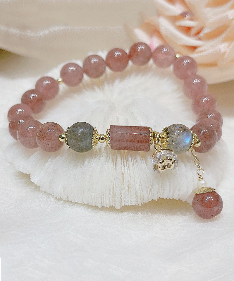 Elegantes rosa Kristallperlen-Charm-Armband