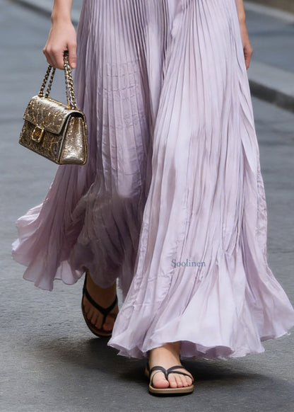 Elegant Pink Wrinkled Exra Large Hem Chiffon Skirts Summer