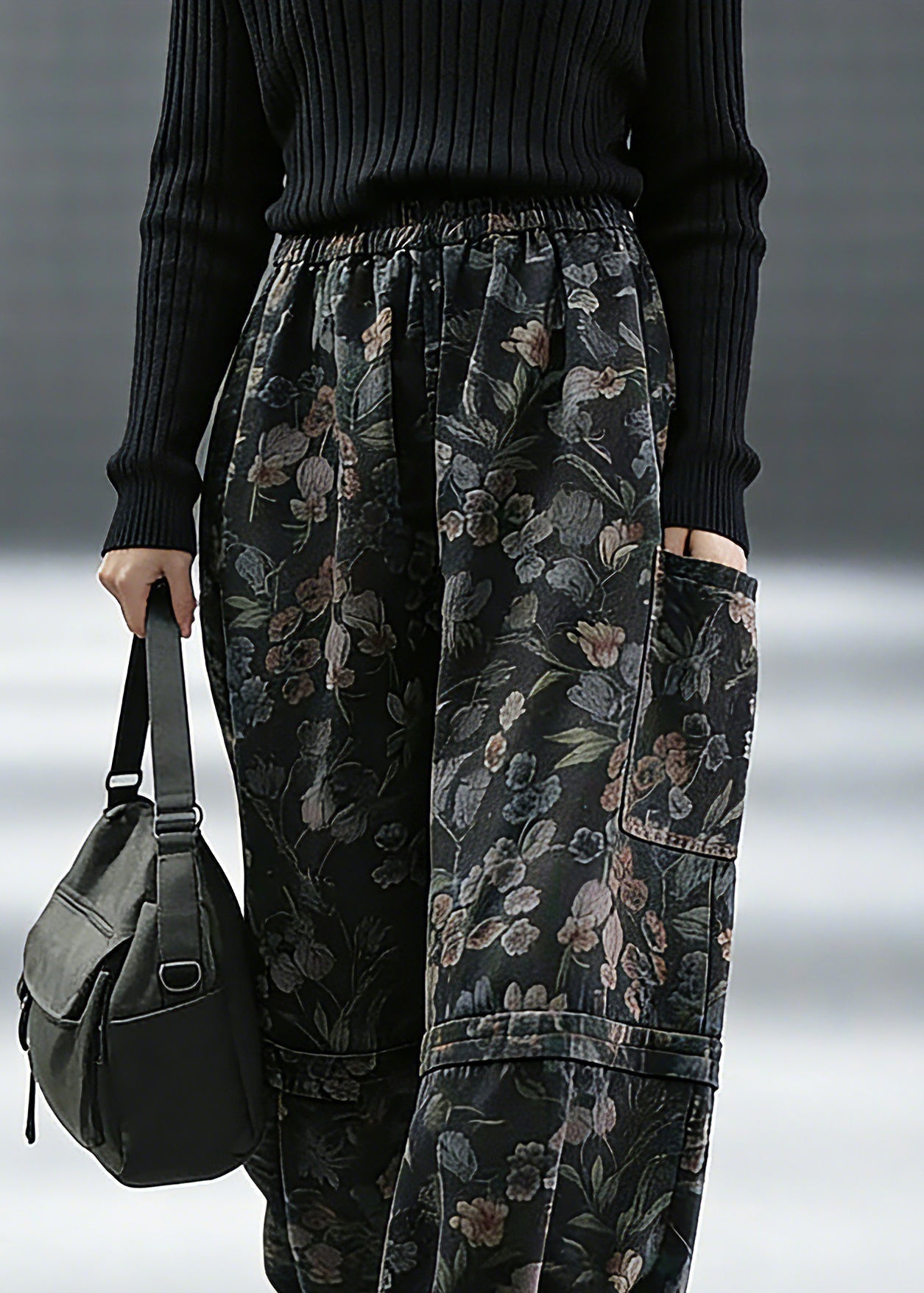 Elegant Print Denim Pants lantern Pants Cotton