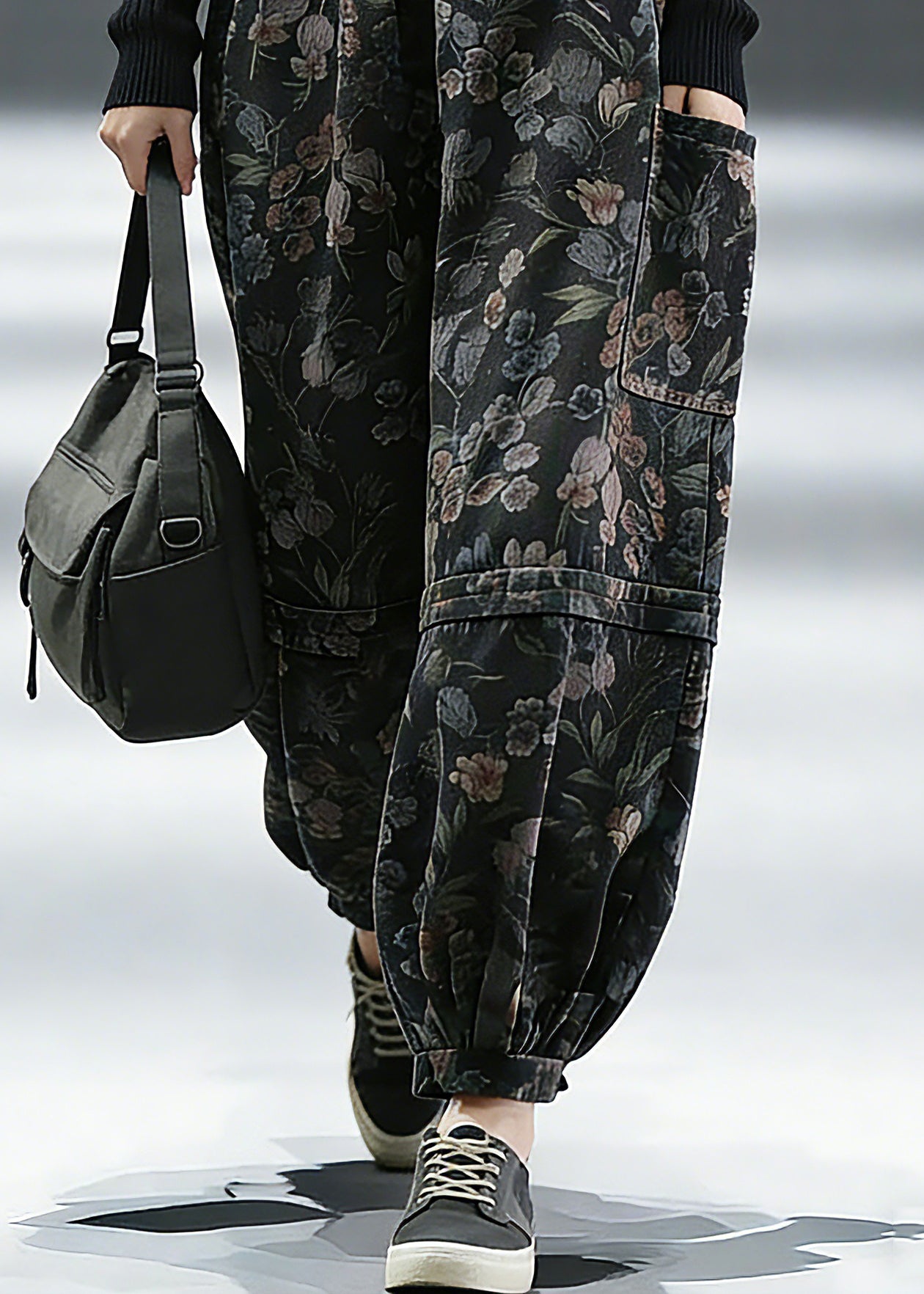 Elegant Print Denim Pants lantern Pants Cotton