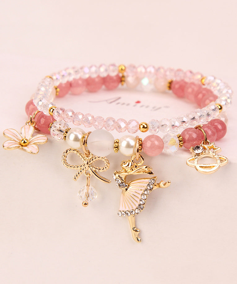 Elegantes lilafarbenes Glasur-Kristall-Delfin-Stern-Charm-Armband