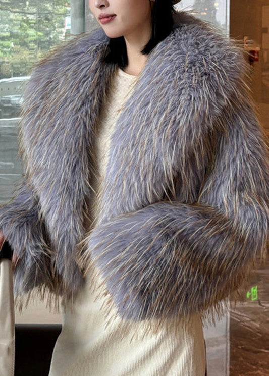 Elegante lila Peter-Pan-Kragen-Langarmärmel aus Leder und Pelz