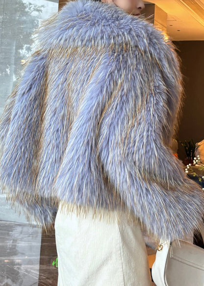 Elegante lila Peter-Pan-Kragen-Langarmärmel aus Leder und Pelz