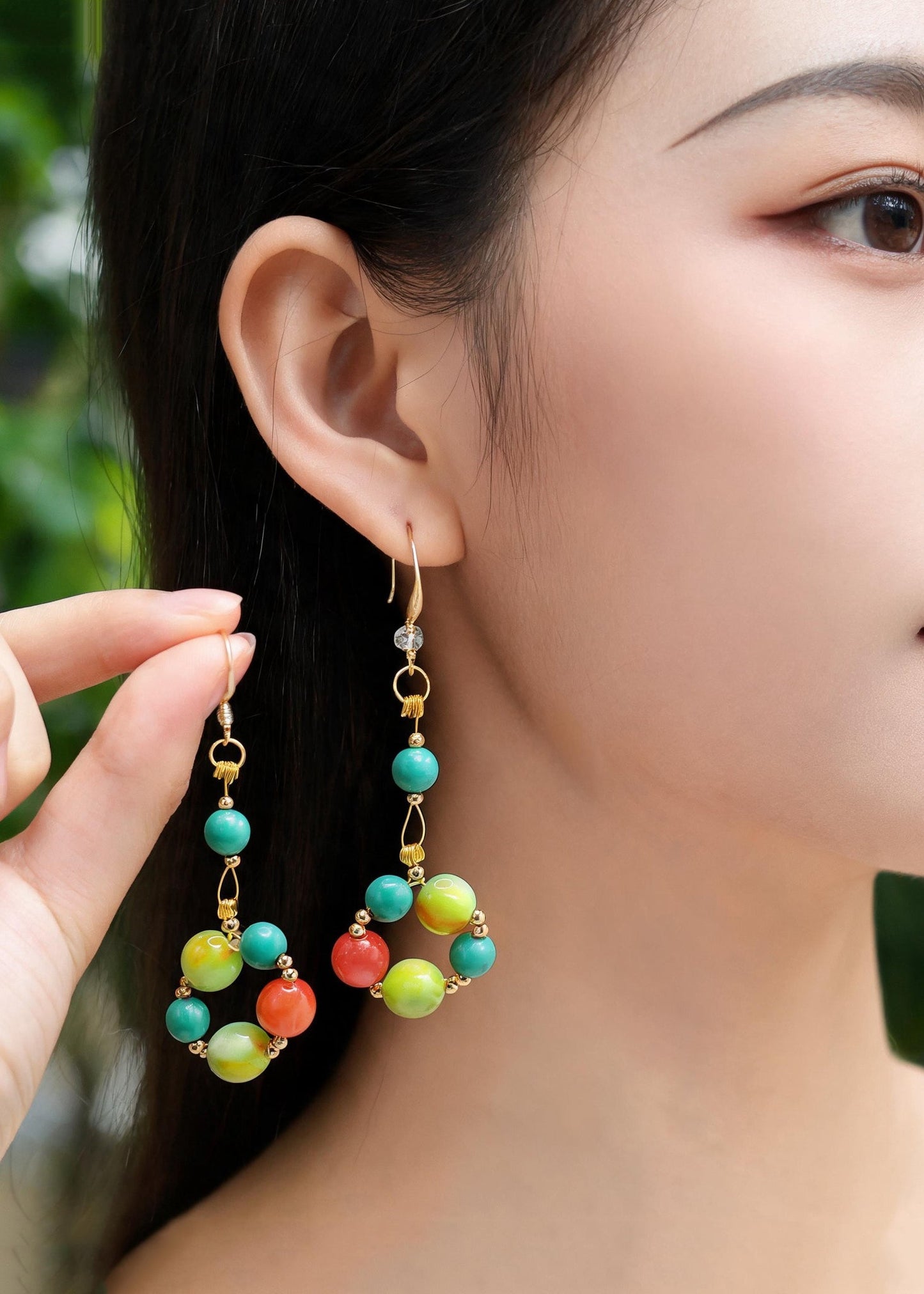 Elegant Rainbow Acrylic Turquoise Drop Earrings
