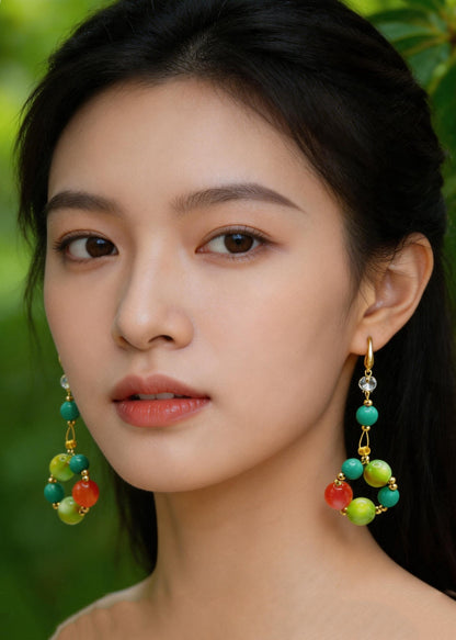 Elegant Rainbow Acrylic Turquoise Drop Earrings