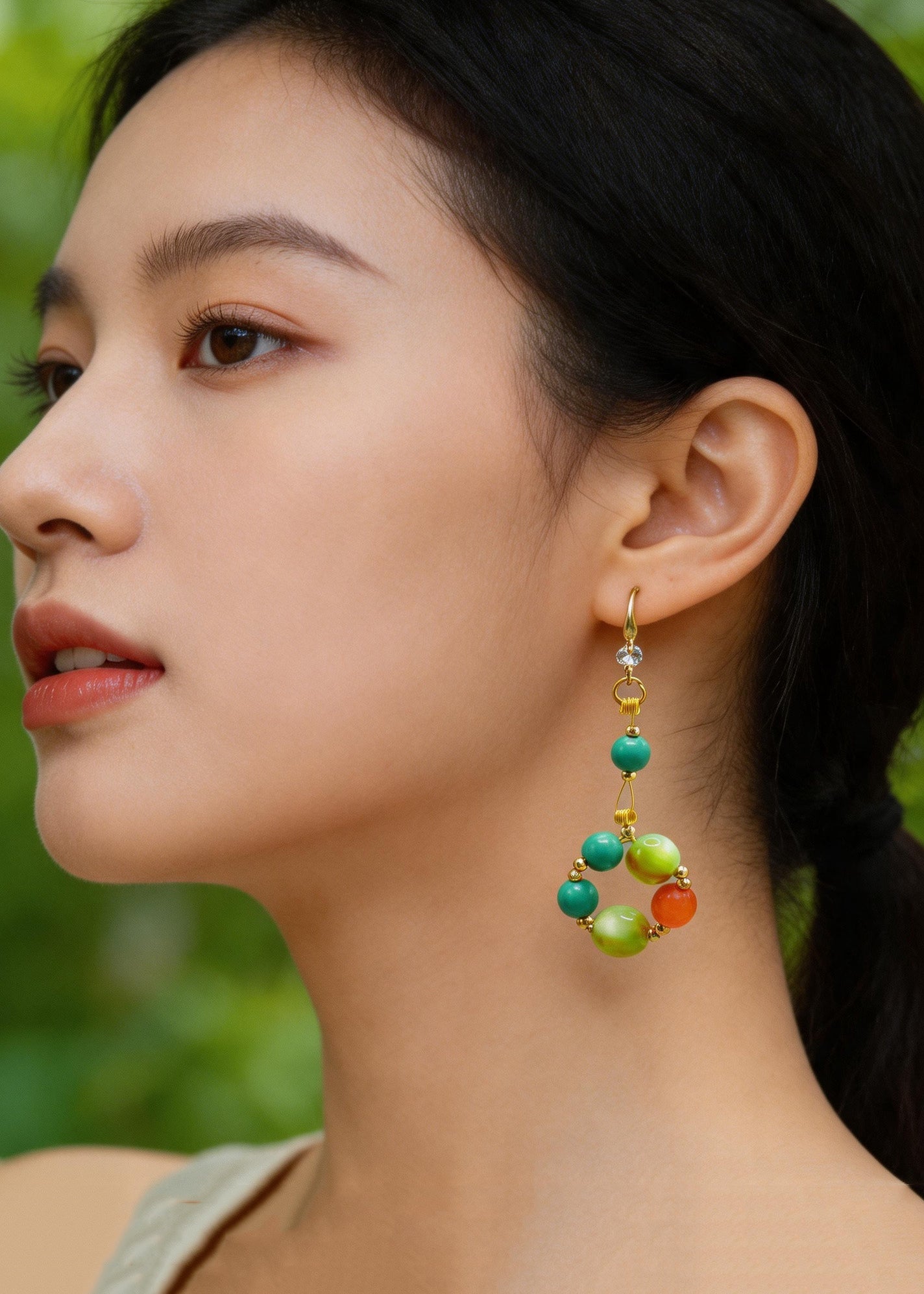Elegant Rainbow Acrylic Turquoise Drop Earrings