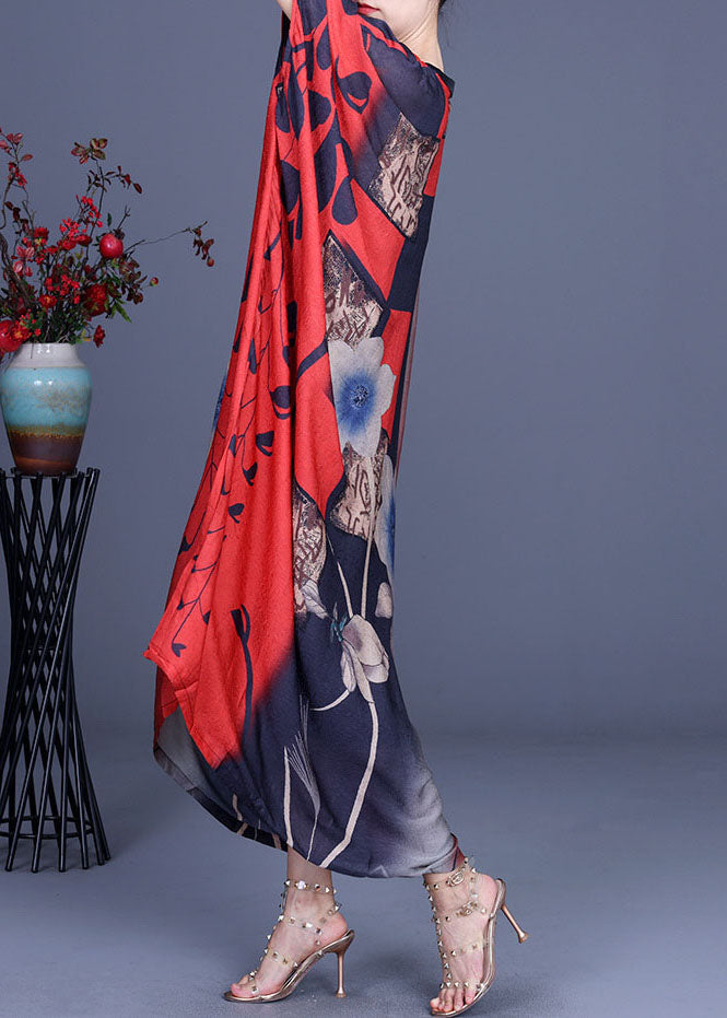 Elegante rote Knopf Fledermausflügelärmel Herbst Urlaubskleider