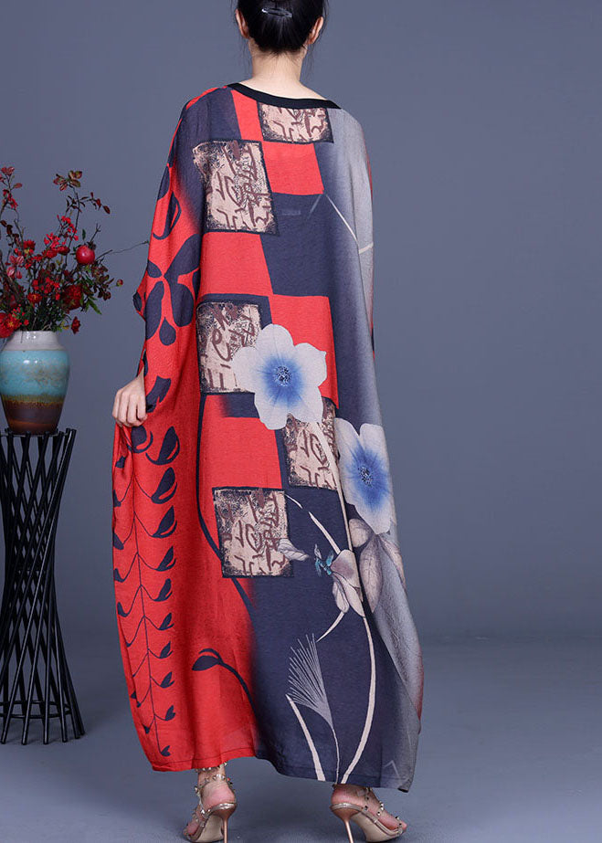 Elegante rote Knopf Fledermausflügelärmel Herbst Urlaubskleider