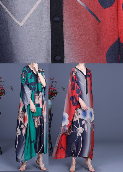 Elegante rote Knopf Fledermausflügelärmel Herbst Urlaubskleider