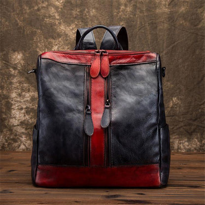 Elegant Surroundings Casual Travel yellow Color Matching Leather Backpack - SooLinen