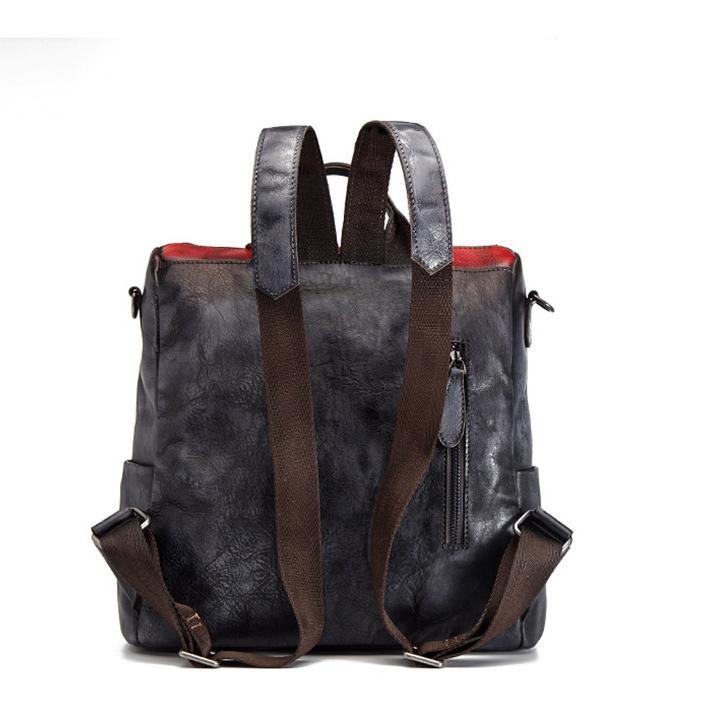 Elegant Surroundings Casual Travel yellow Color Matching Leather Backpack - SooLinen