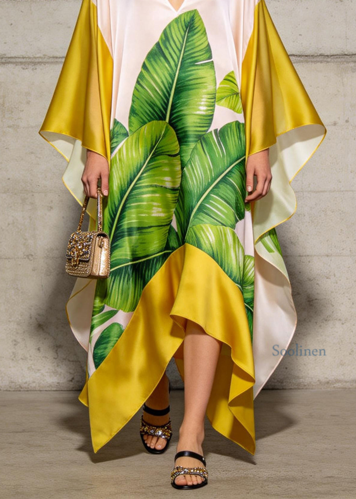 Elegant V Neck Asymmetrical Design Print Chiffon Dresses Summer