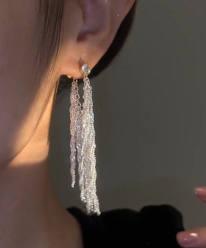 Elegante Tropfenohrringe mit Zirkonia-Design aus weißer Legierung