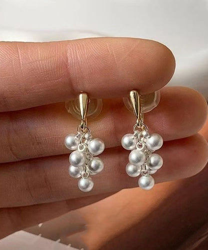 Elegant White Copper Alloy Pea Drop Earrings
