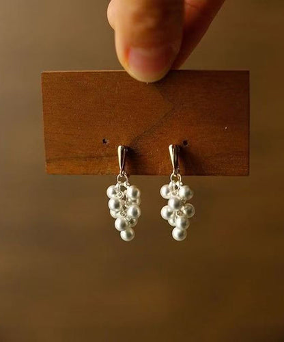 Elegant White Copper Alloy Pea Drop Earrings