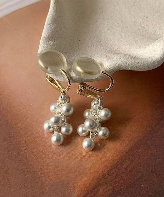 Elegant White Copper Alloy Pea Drop Earrings