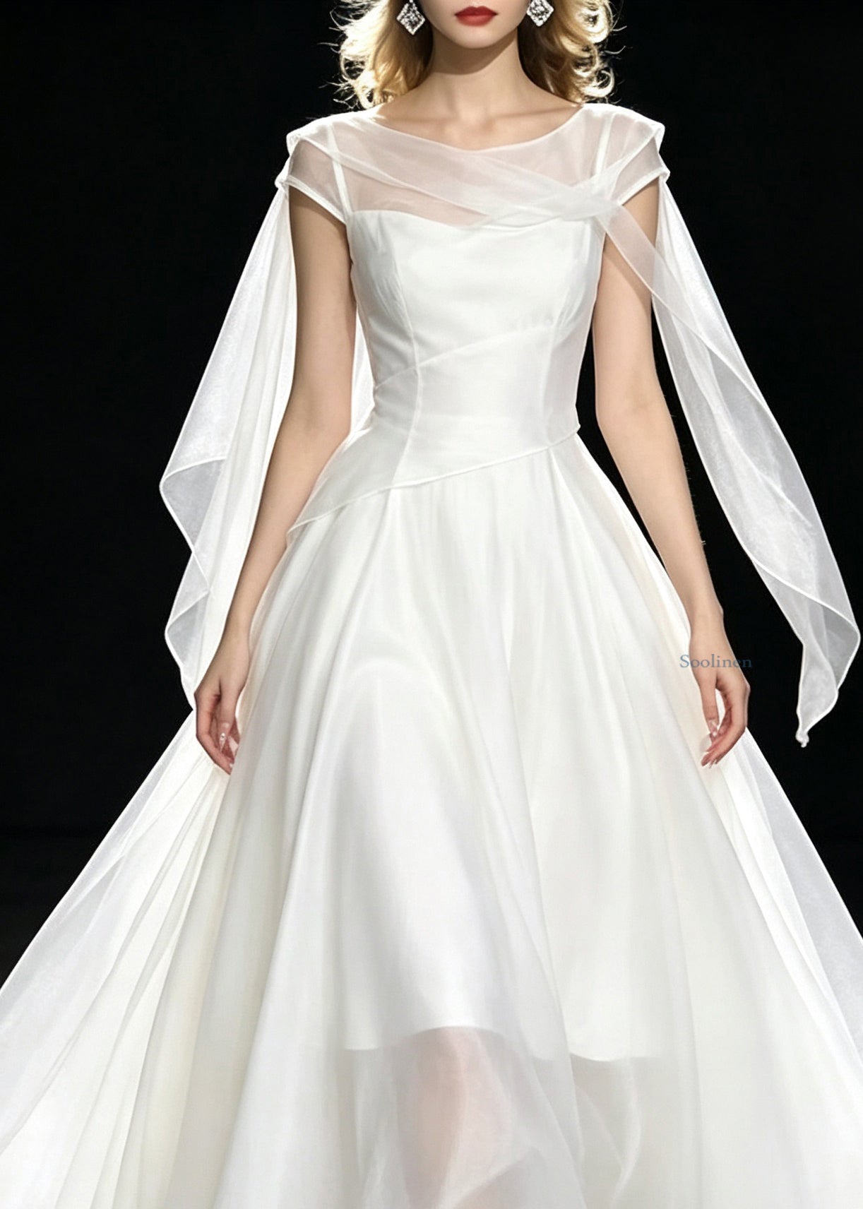Elegant White O-Neck Solid Silk Maxi Dresses Short Sleeve