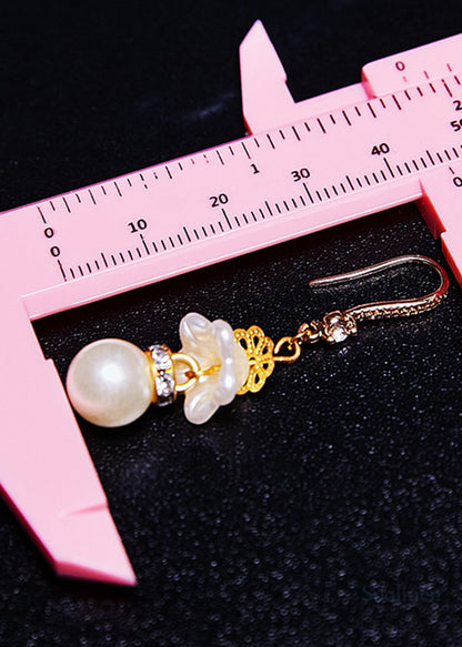 Elegant White Pearl Zircon Drop Earrings