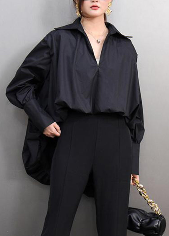 Elegant White Peter Pan Collar Solid Shirt Lantern Sleeve