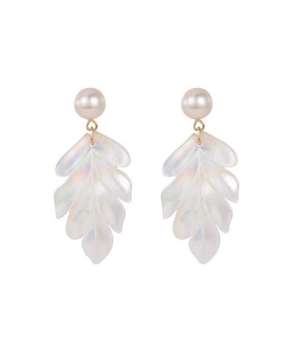 Elegant White Sterling Silver Alloy Pearl Shell Drop Earrings