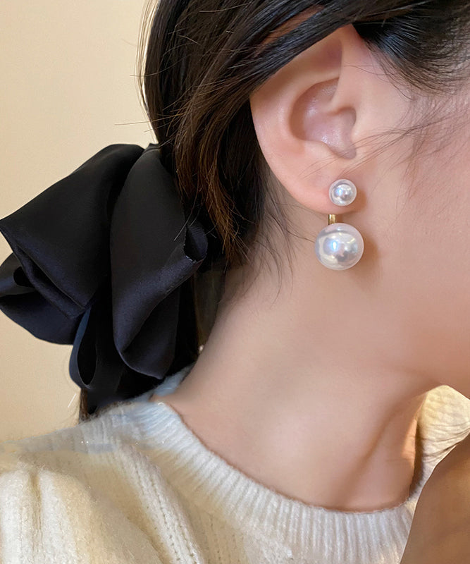 Elegantes pendientes de perlas de aleación de plata de ley blanca