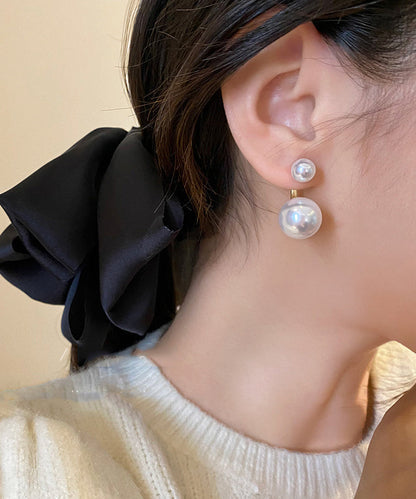 Elegantes pendientes de perlas de aleación de plata de ley blanca