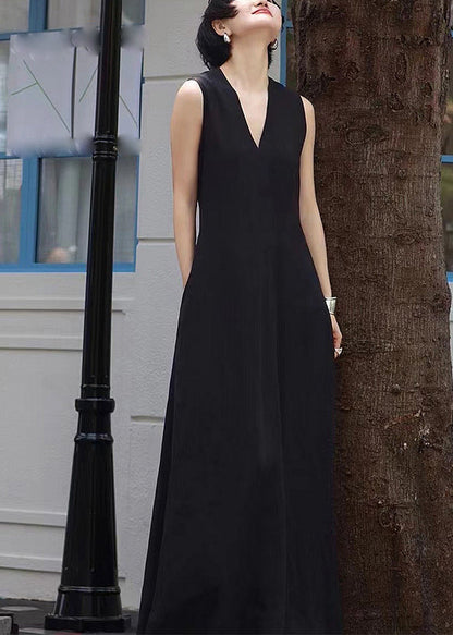 Elegant White V Neck Patchwork Long Dresses Sleeveless