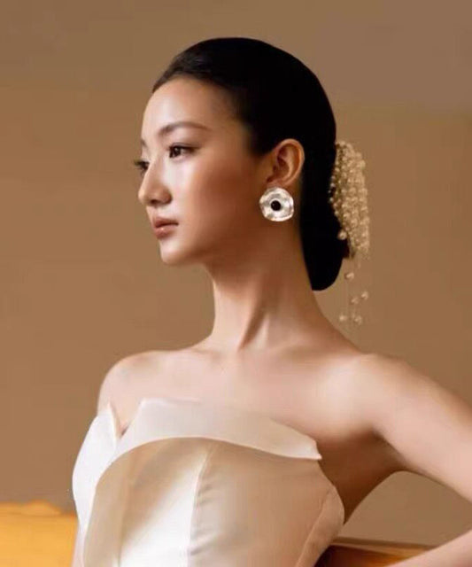 Elegant White Weave Fishing Line Beading Pearl Tassel Hairpin