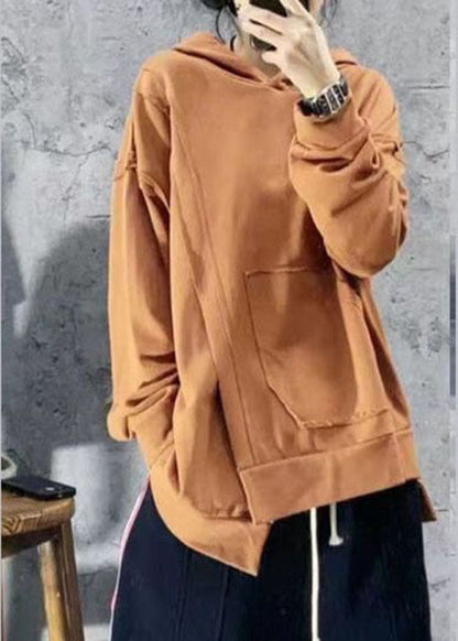 Elegante Gelb asymmetrische design Mit Kapuze Sweatshirts Frühling